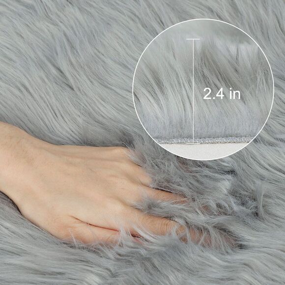 Soft Faux Fur Rug Indoor Fluffy Area Rugs Rectangle Floor Mat 2 x 5ft Gray - Picture 4 of 6